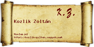 Kozlik Zoltán névjegykártya